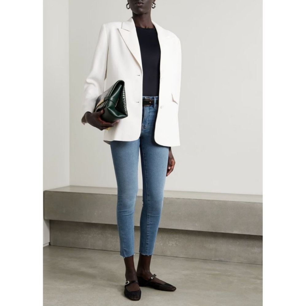 Good American High Rise Organic Cotton Slim Fit Good Legs Jeans w/ Raw Hem sz 29